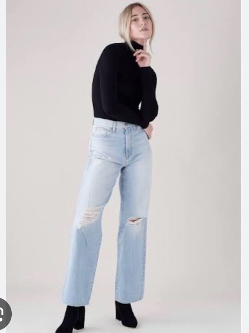 Baldwin Kansas City Light Blue Distressed Wide-Leg Jeans - Women